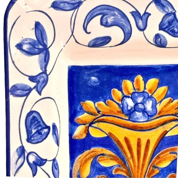 Vintage Square Decorative Unique Pottery Dish Plate. Ashtray. - Picture 5 of 10